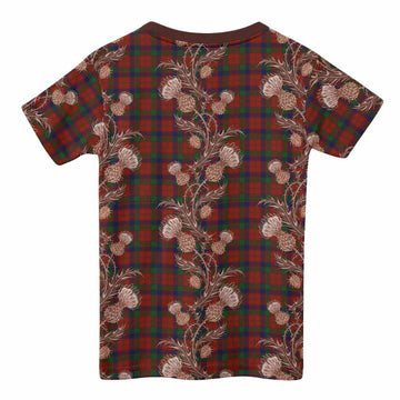 Robertson Tartan Kid T-shirt Seamless Scottish Thistle Flowers