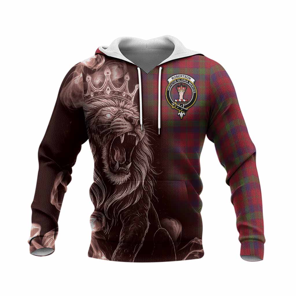 Robertson Tartan Knitted Hoodie Roaring Lion Heritage
