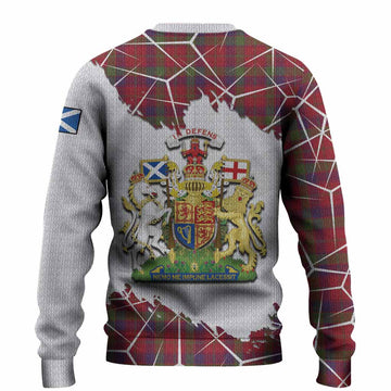 Robertson Tartan Knitted Sweater with Family Crest and Lion Rampant Grunge Style