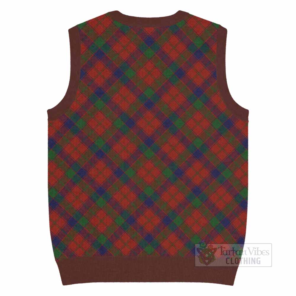 Robertson Tartan Knitted V-Neck Vest with Family Crest Cross Style