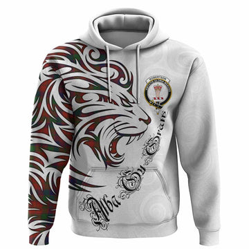 Robertson Tartan Lion Roar Hoodie Alba Gu Brath with Celtic Motifs