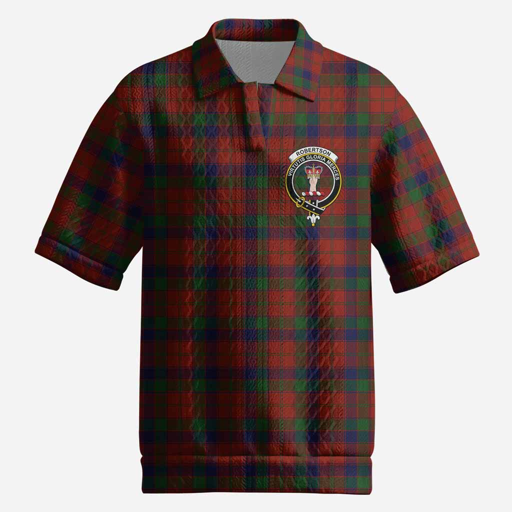 Robertson Tartan Men’s Polo Sweater Top with Family Crest