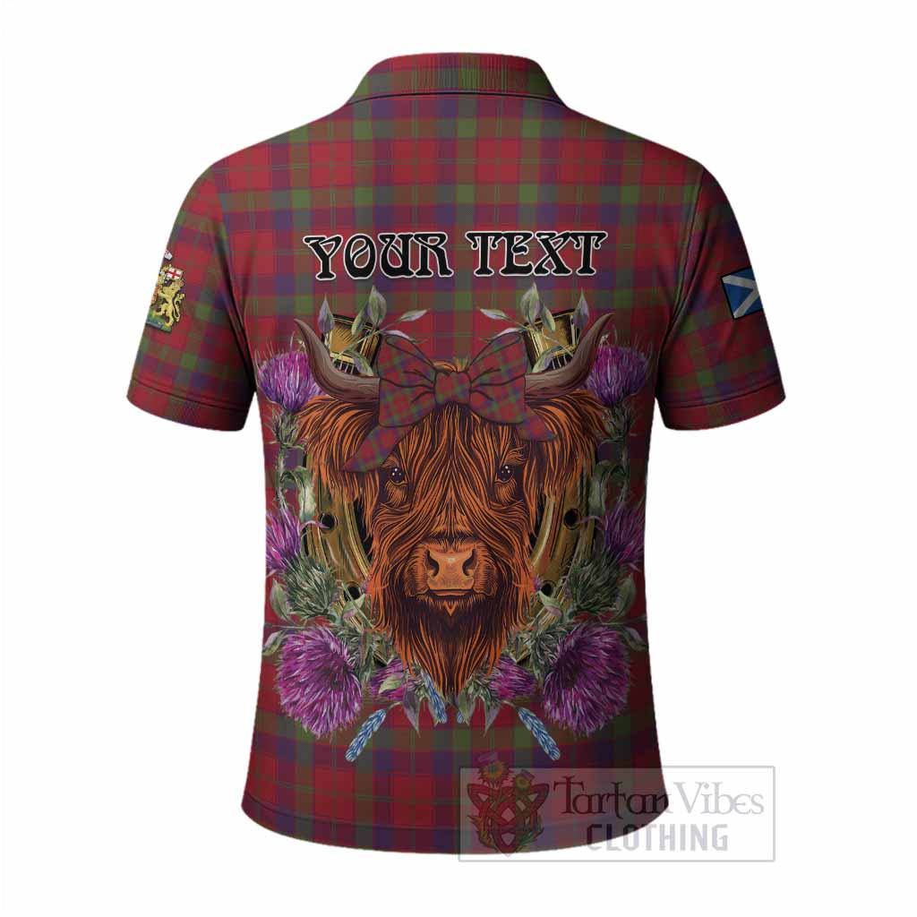 Robertson Tartan Polo Shirt Scottish Thistle Heilan Coo