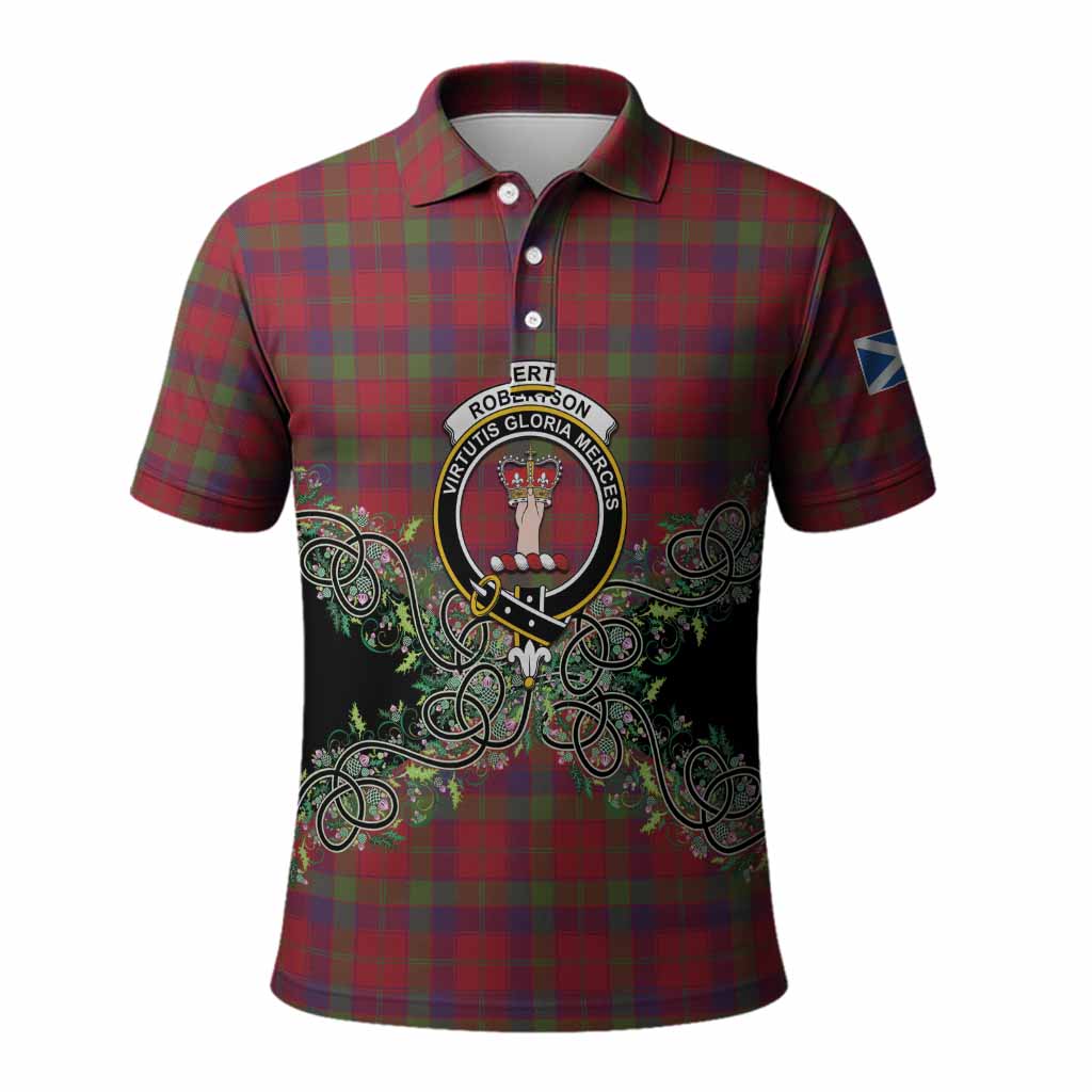 Robertson Tartan Polo Shirt Thistle Scottish Spirit