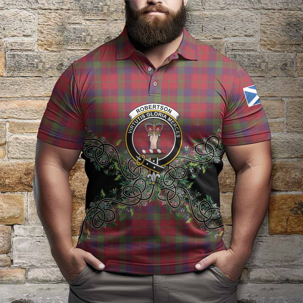 Robertson Tartan Polo Shirt Thistle Scottish Spirit
