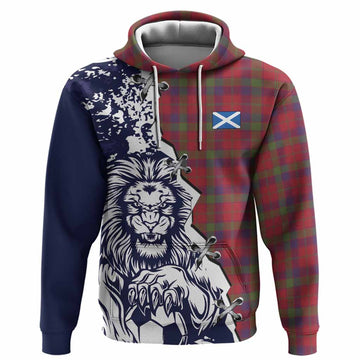 Robertson Tartan Scottish Hoodie Angry Lion With Soccer Ball Style
