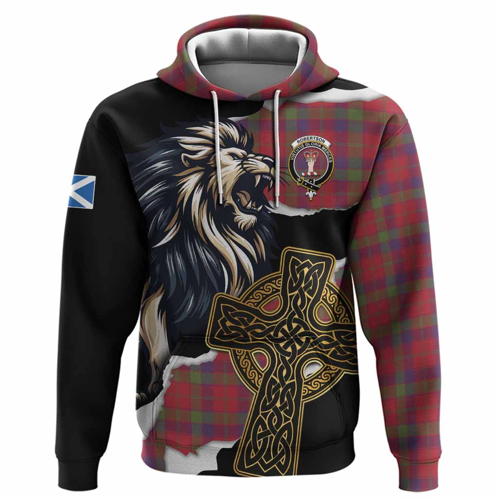 Robertson Tartan Scottish Hoodie Lion Celtic Heritage