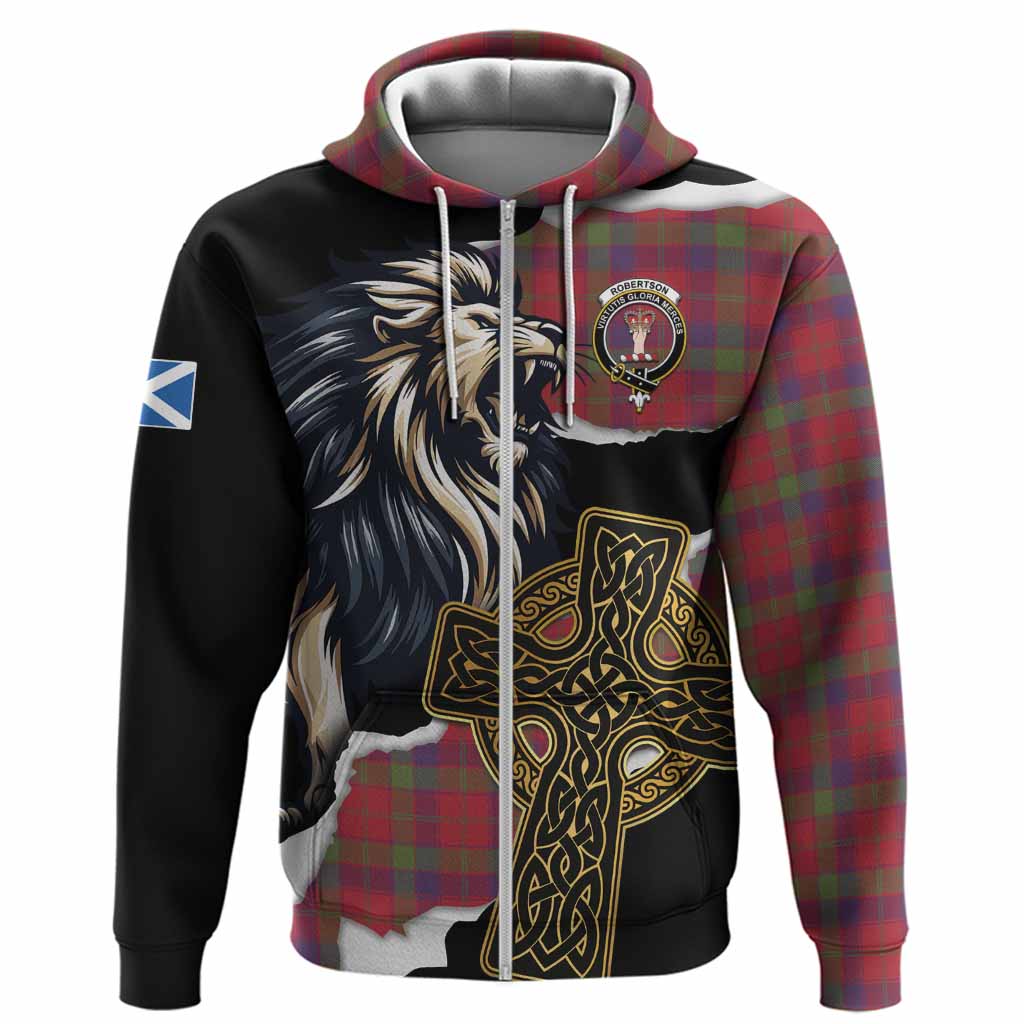 Robertson Tartan Scottish Hoodie Lion Celtic Heritage