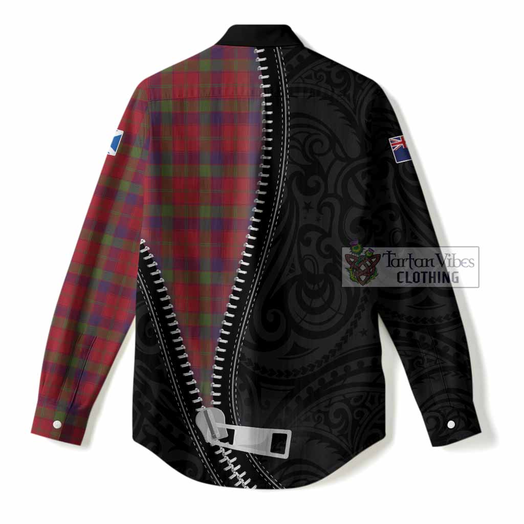 Robertson Tartan Women Casual Shirt New Zealand Pattern Unique Zipper Stylized