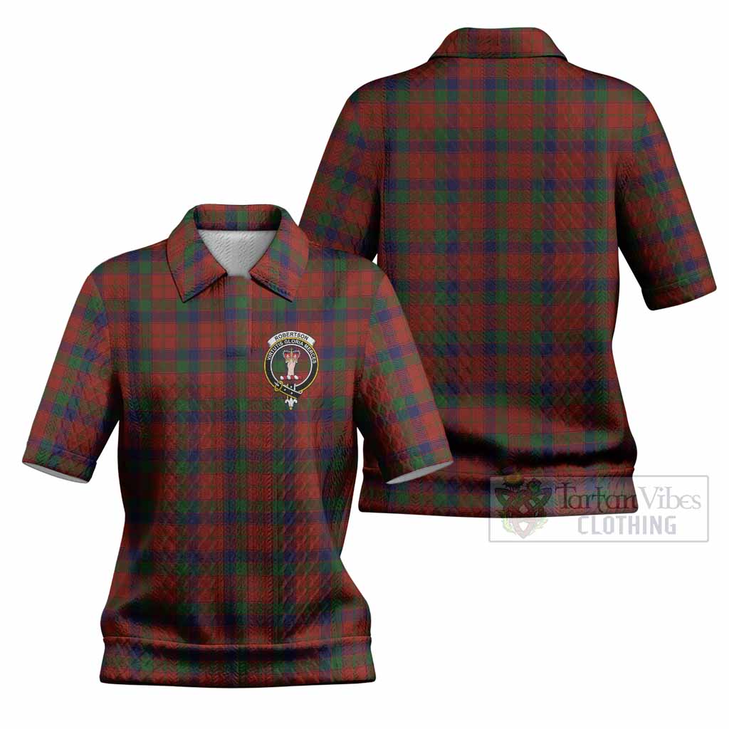 Robertson Tartan Women’s Polo Sweater Top with Family Crest