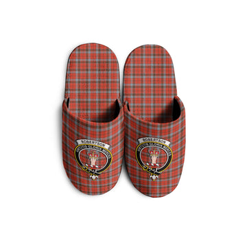 Robertson Weathered Tartan Home Slippers with Family Crest