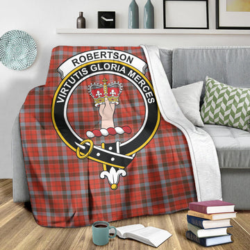 Robertson Weathered Tartan Blanket with Family Crest