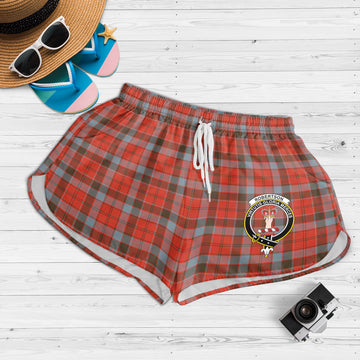 Robertson Weathered Tartan Womens Shorts with Family Crest