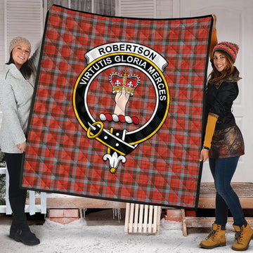 Robertson Weathered Tartan Quilt with Family Crest