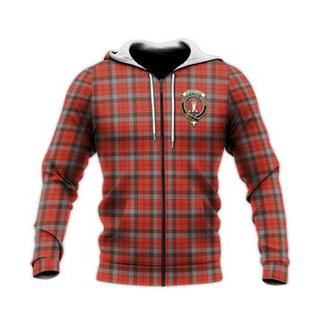 Robertson Weathered Tartan Knitted Hoodie with Family Crest