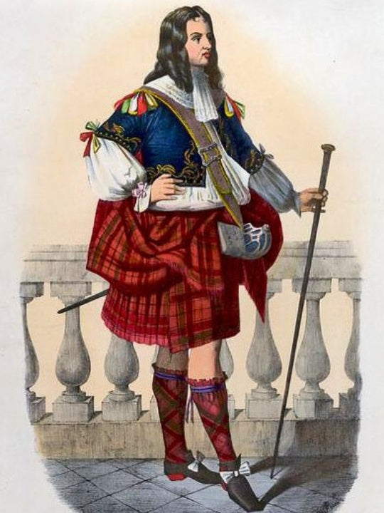 Robertson. Romanticised Victorian depiction of a member of the clan in a late 17th-century dress by R. R. McIan, from The Clans of the Scottish Highlands