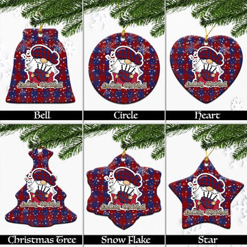 Robinson Tartan Christmas Ornaments with Scottish Gnome Playing Bagpipes