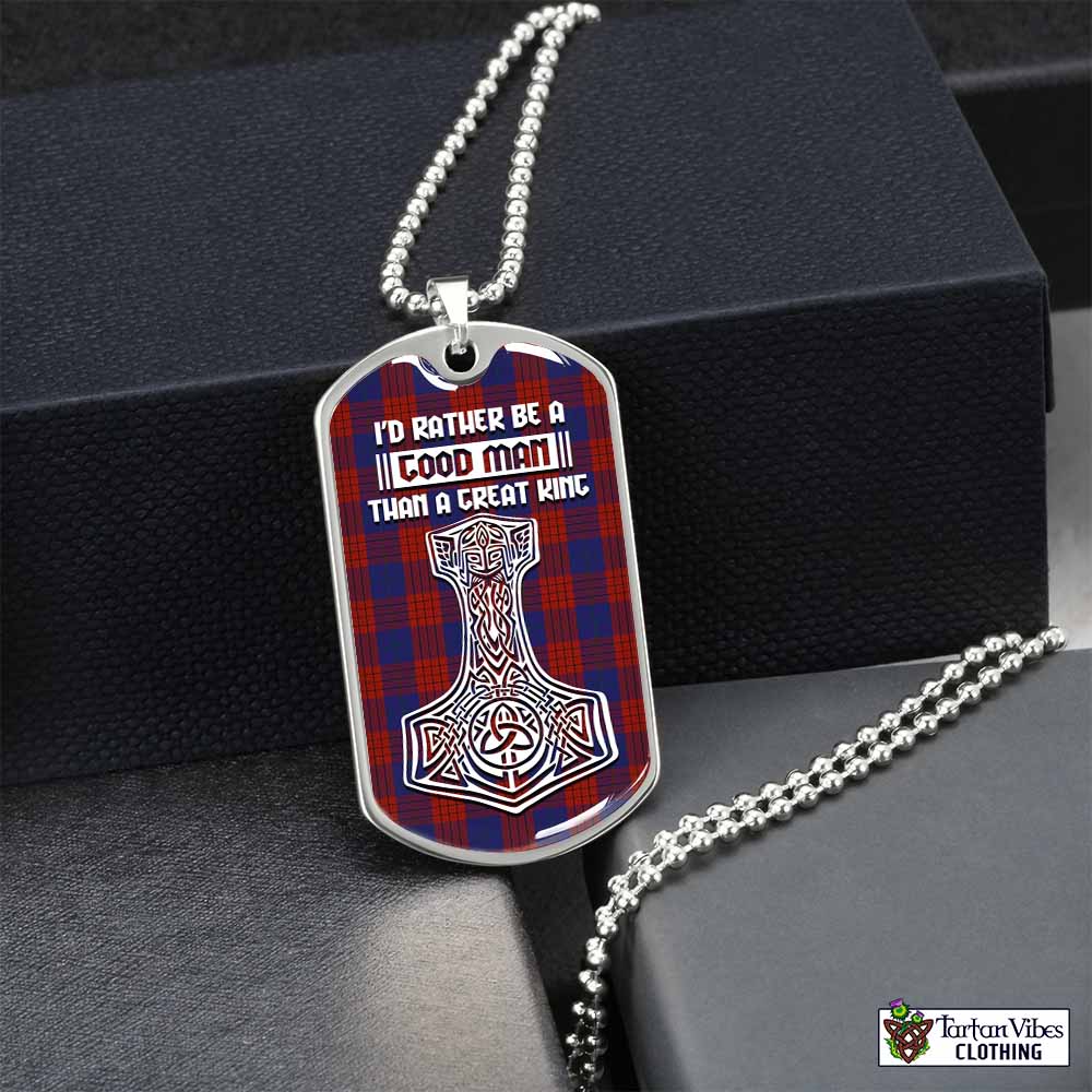 Robinson Tartan Dog Tag Necklace Viking Mjolnir Style Silver No - Tartan Vibes Clothing