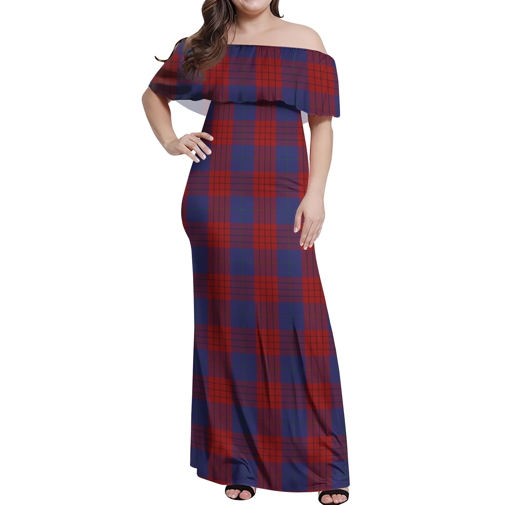 Robinson Tartan Off Shoulder Long Dress Women's Dress - Tartan Vibes Clothing