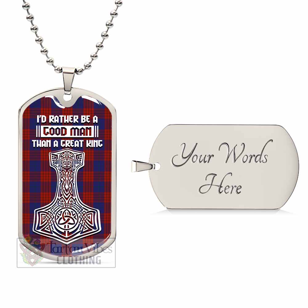 Robinson Tartan Dog Tag Necklace Viking Mjolnir Style Silver Yes - Tartan Vibes Clothing