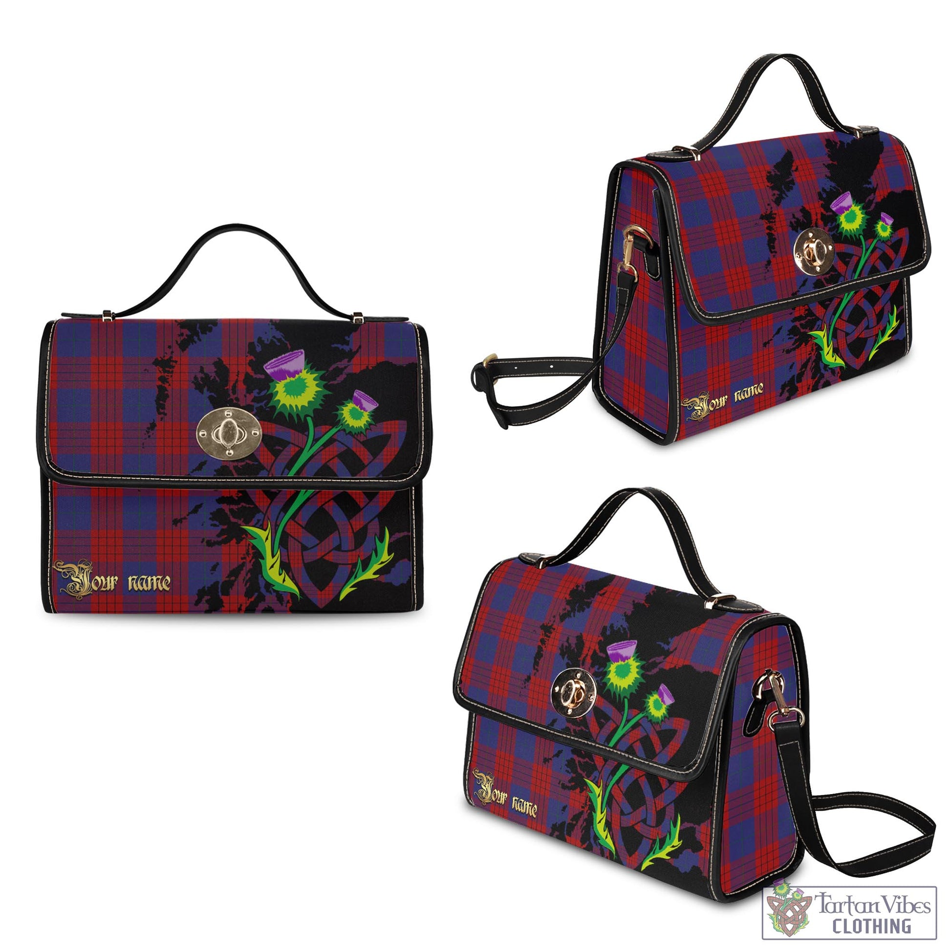 Tartan Vibes Clothing Robinson Tartan Waterproof Canvas Bag with Scotland Map and Thistle Celtic Accents