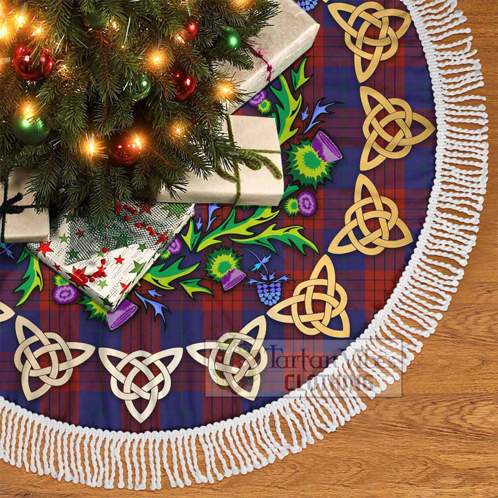Tartan Vibes Clothing Robinson Tartan Christmas Tree Skirt with Thistle Celtic Knot Style