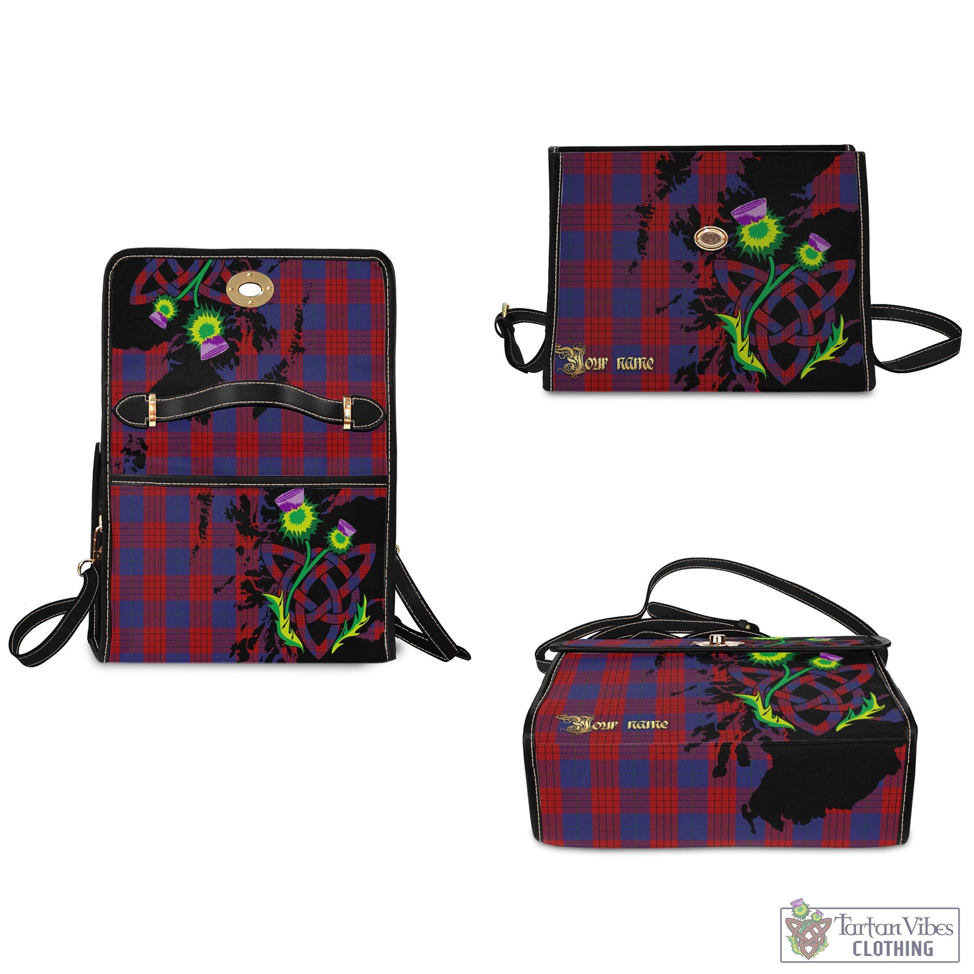 Tartan Vibes Clothing Robinson Tartan Waterproof Canvas Bag with Scotland Map and Thistle Celtic Accents