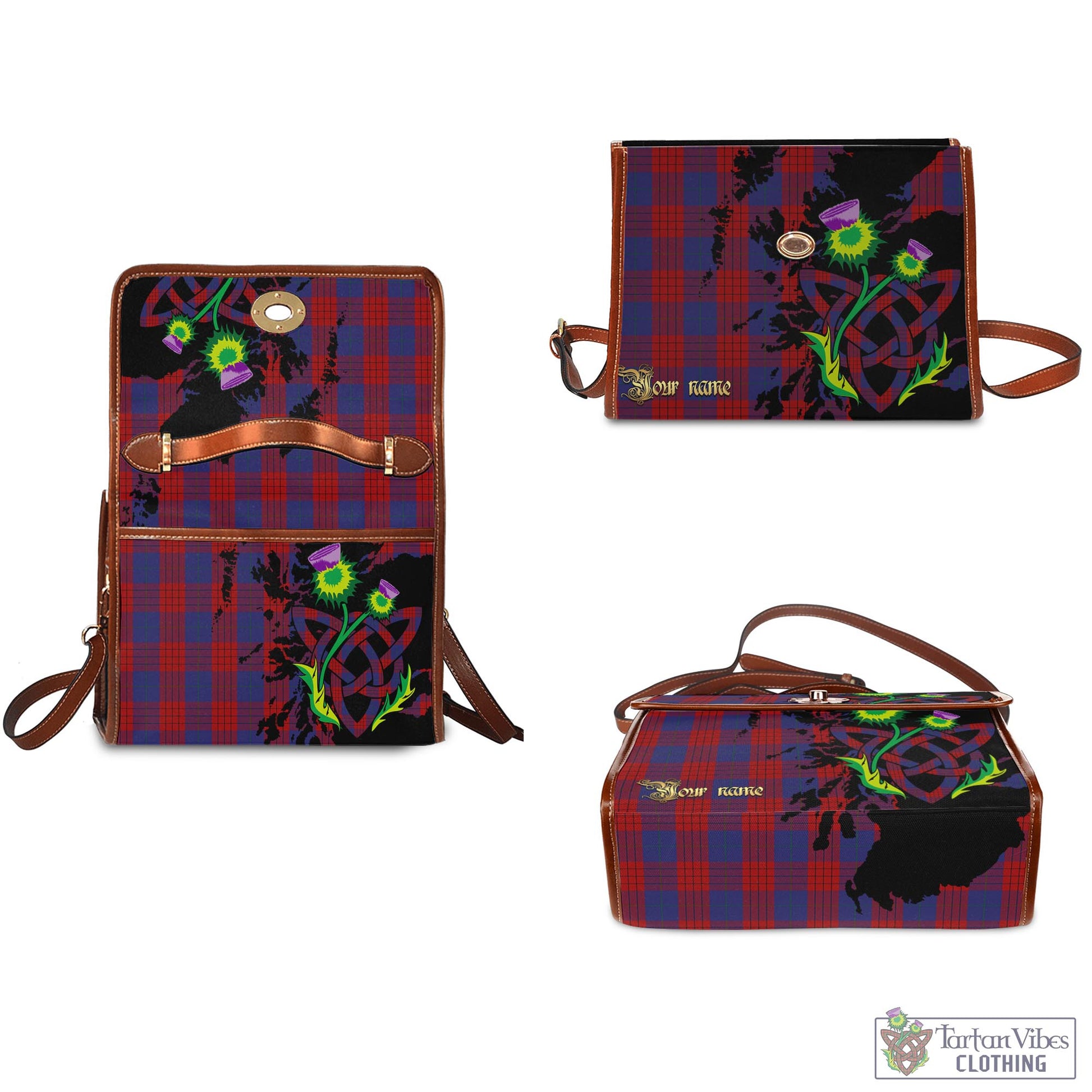 Tartan Vibes Clothing Robinson Tartan Waterproof Canvas Bag with Scotland Map and Thistle Celtic Accents