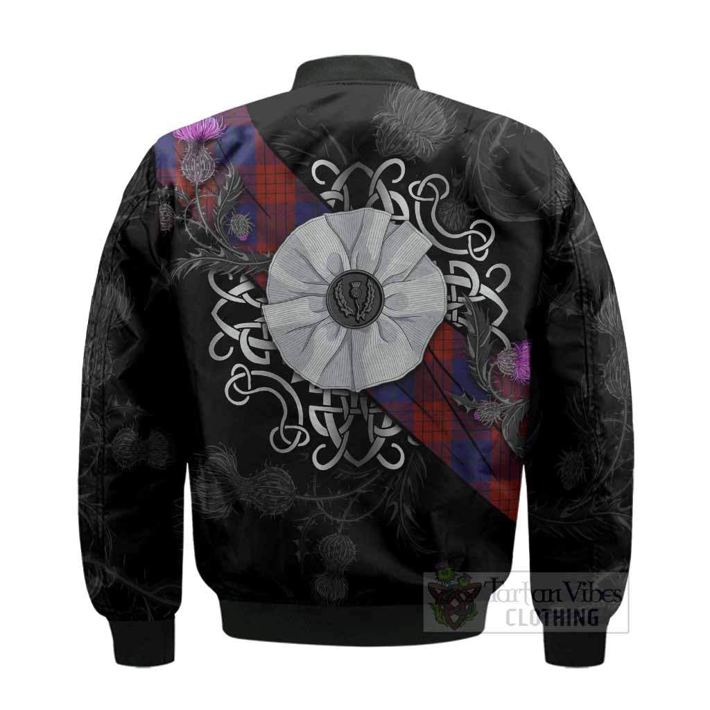 Robinson Tartan Bomber Jacket Jacobite White Rose - Tartan Vibes Clothing