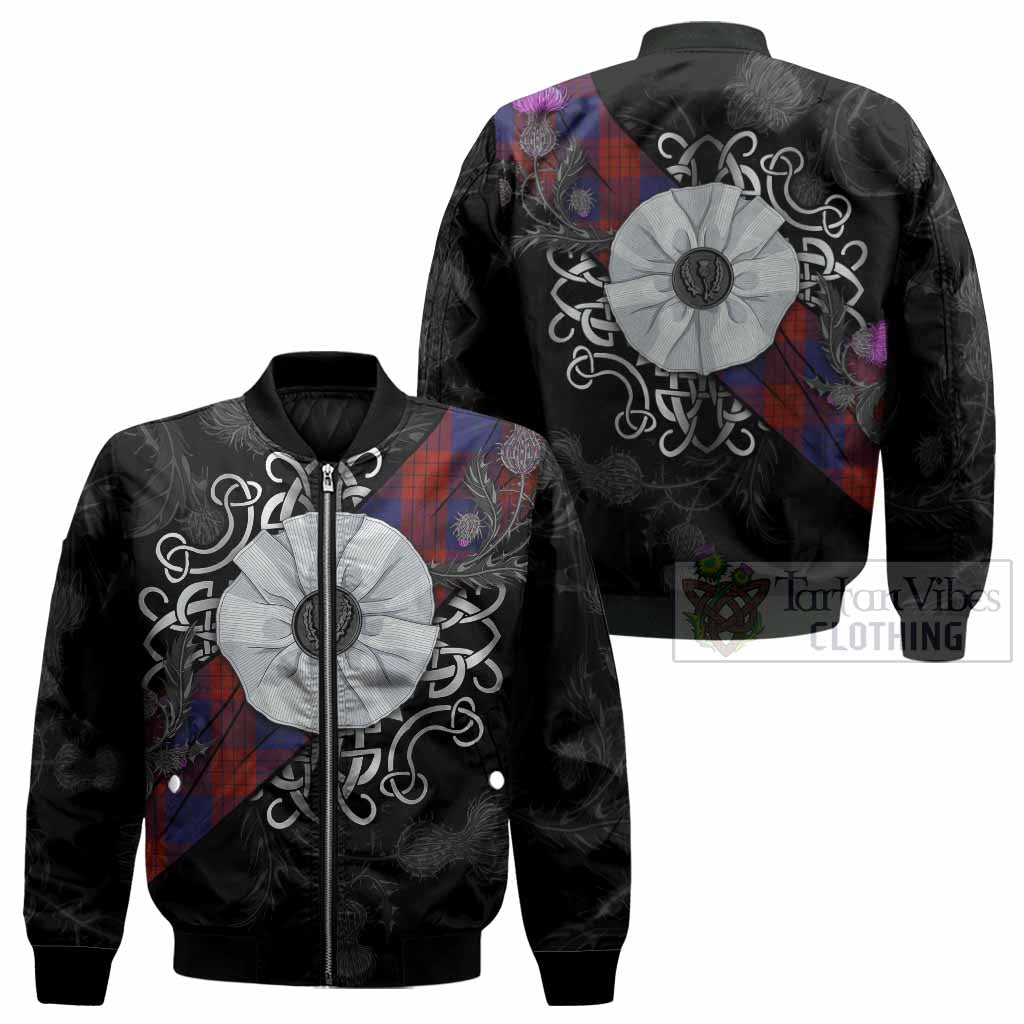 Robinson Tartan Bomber Jacket Jacobite White Rose - Tartan Vibes Clothing