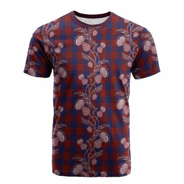 Robinson Tartan Cotton T-shirt Seamless Scottish Thistle Flowers