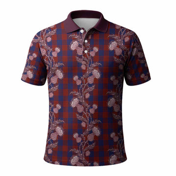 Robinson Tartan Polo Shirt Seamless Scottish Thistle Flowers
