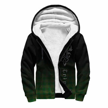 Tartan Vibes Clothing Robison Irish Clan Sherpa Hoodie with Coat of Arms Erin Go Bragh Celtic Inspired