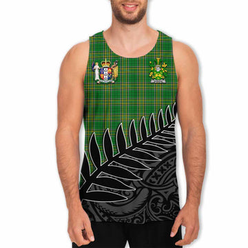 Robison Irish Clan Tartan Men's Tank Top with Coat of Arms New Zealand Silver Fern Half Style Men - Tartan Vibes Clothing