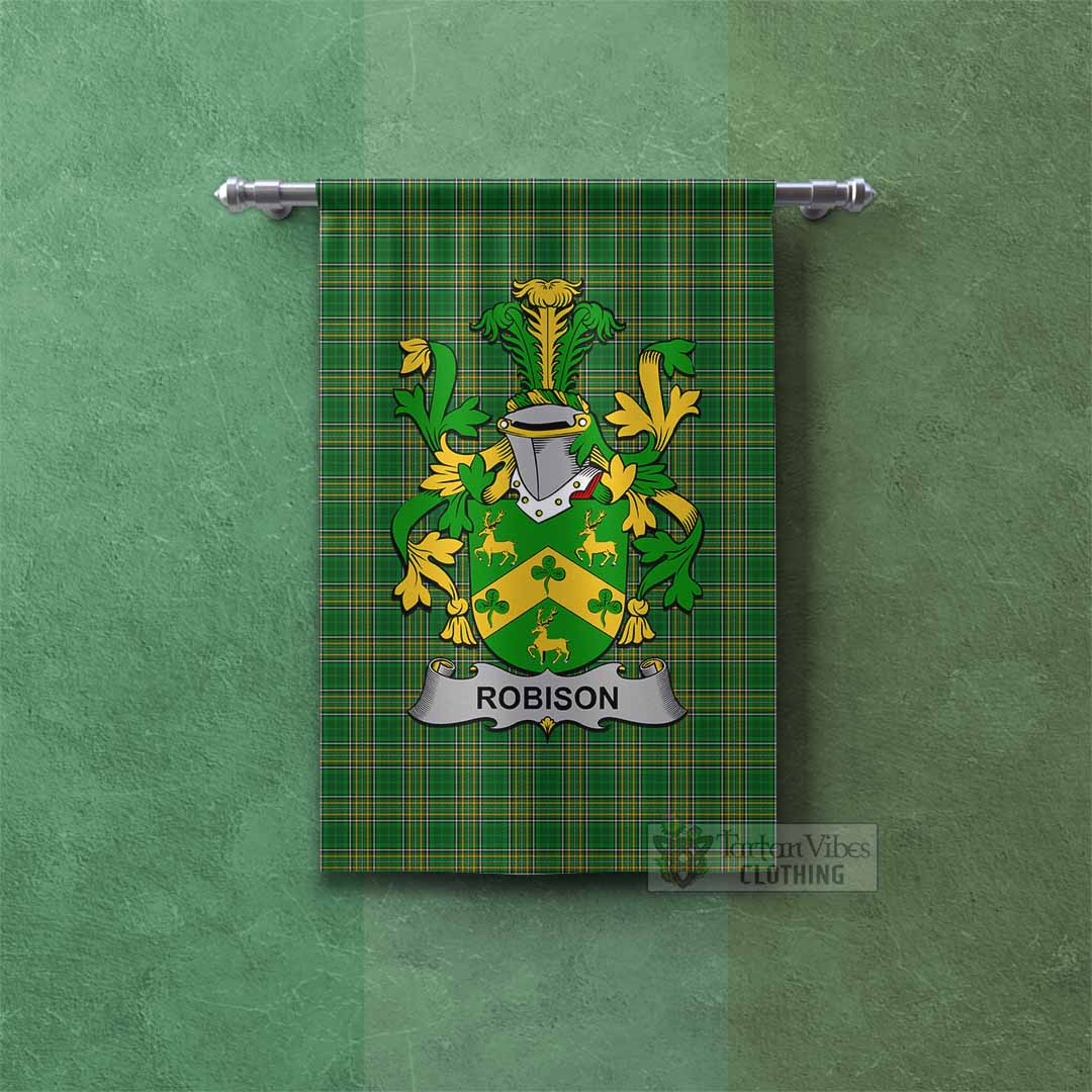 Robison Irish Clan Tartan Gonfalon, Tartan Banner with Coat of Arms Rectangle - Tartan Vibes Clothing