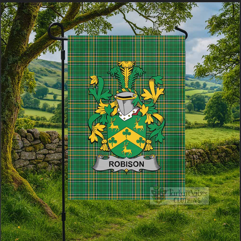 Robison Irish Clan Tartan Flag with Coat of Arms