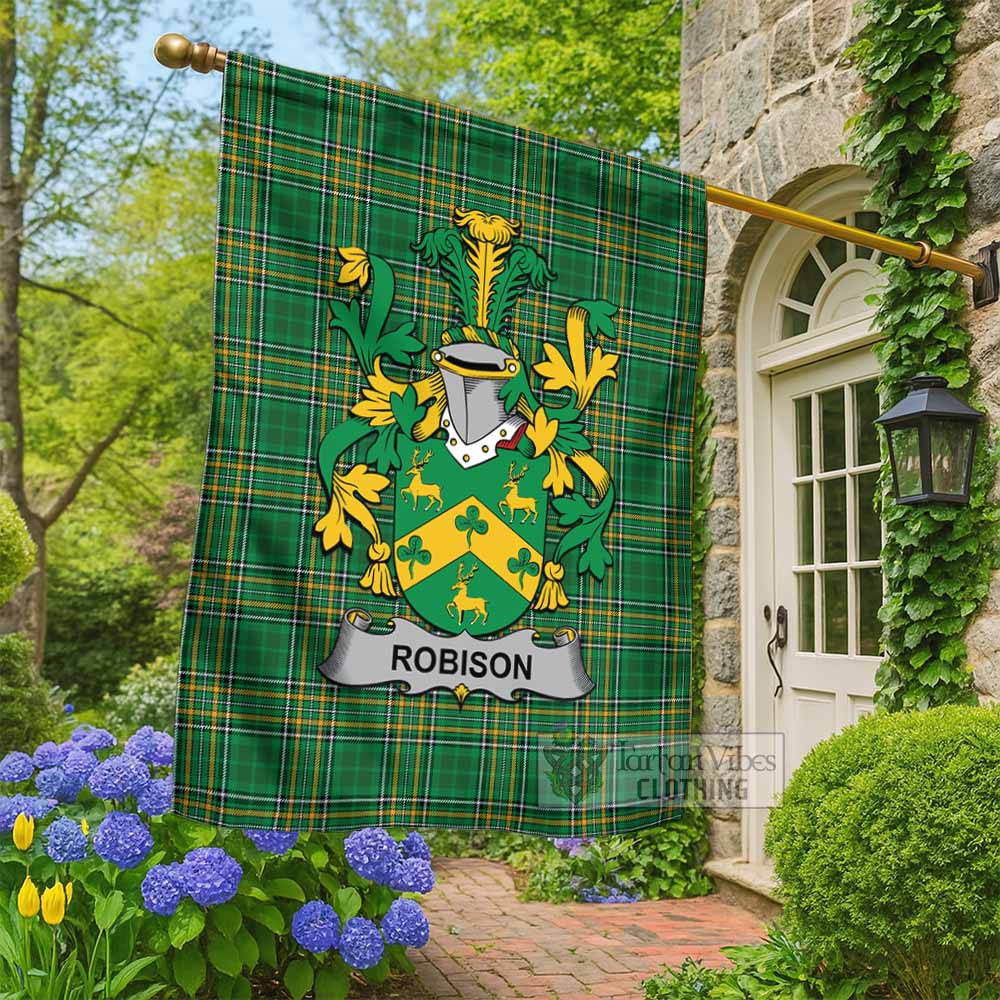 Robison Irish Clan Tartan Flag with Coat of Arms