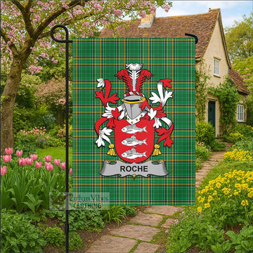 Roche Irish Clan Tartan Garden Flag with Coat of Arms
