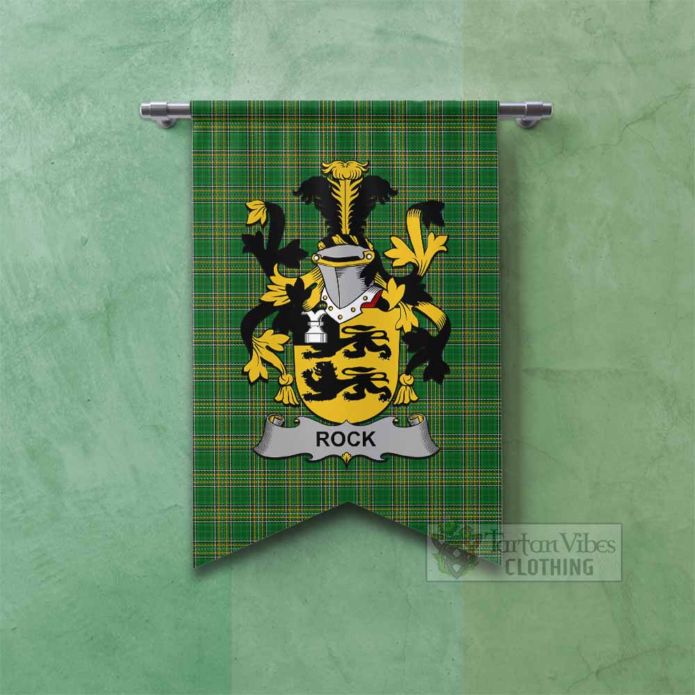 Rock Irish Clan Tartan Gonfalon, Tartan Banner with Coat of Arms Fishtail - Tartan Vibes Clothing