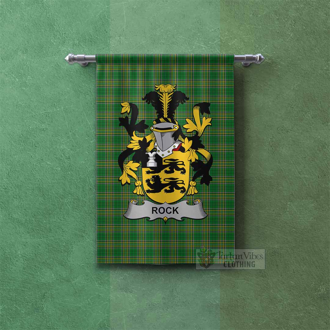 Rock Irish Clan Tartan Gonfalon, Tartan Banner with Coat of Arms Rectangle - Tartan Vibes Clothing