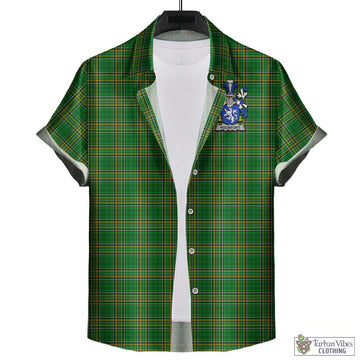 Tartan Vibes Clothing Rockfort Ireland Clan Tartan Short Sleeve Button Up with Coat of Arms