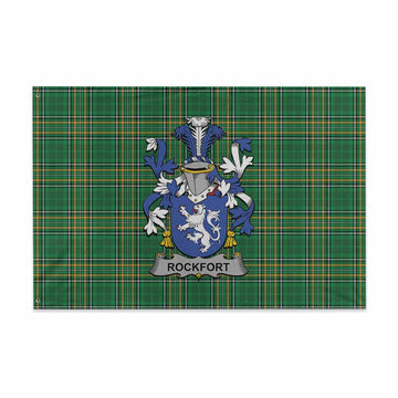 Rockfort Irish Clan Tartan House Flag with Coat of Arms