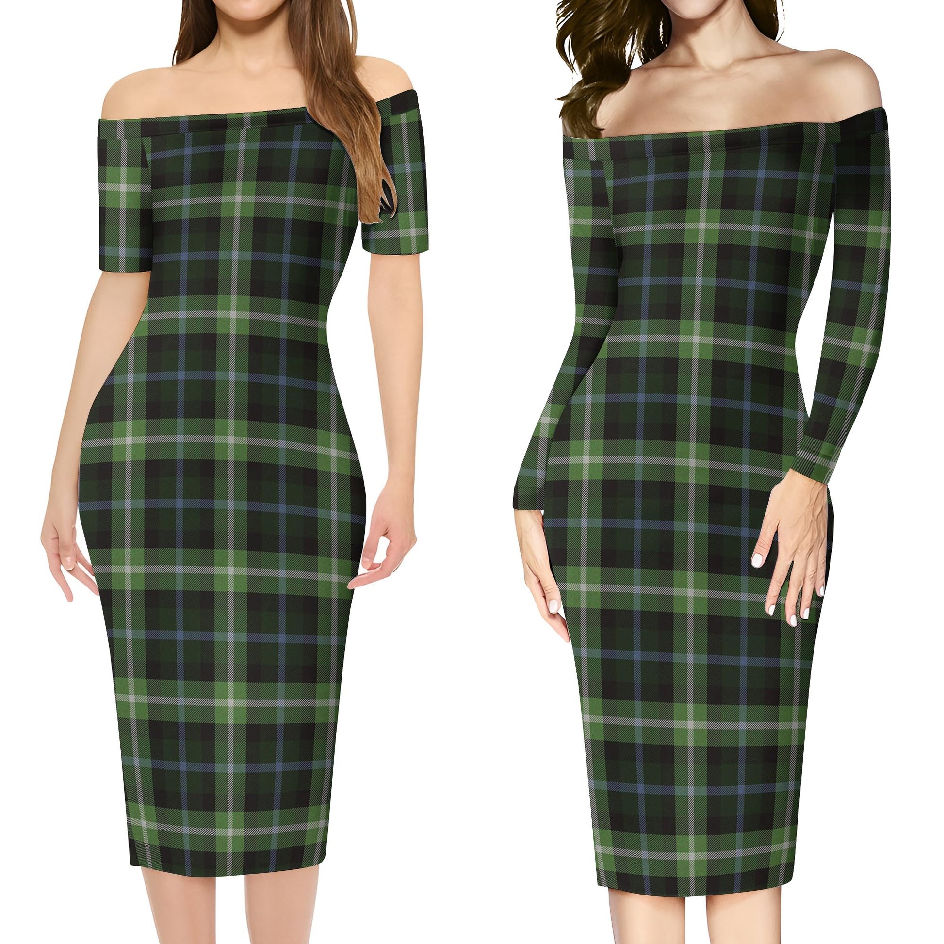 Rodger Tartan Off Shoulder Lady Dress Women's Dress - Tartan Vibes Clothing