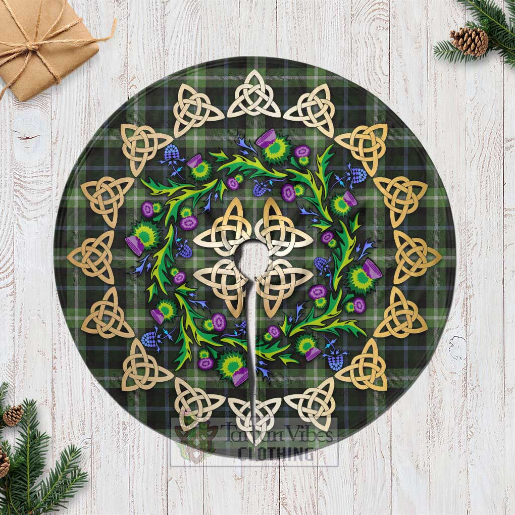 Tartan Vibes Clothing Rodger Tartan Christmas Tree Skirt with Thistle Celtic Knot Style