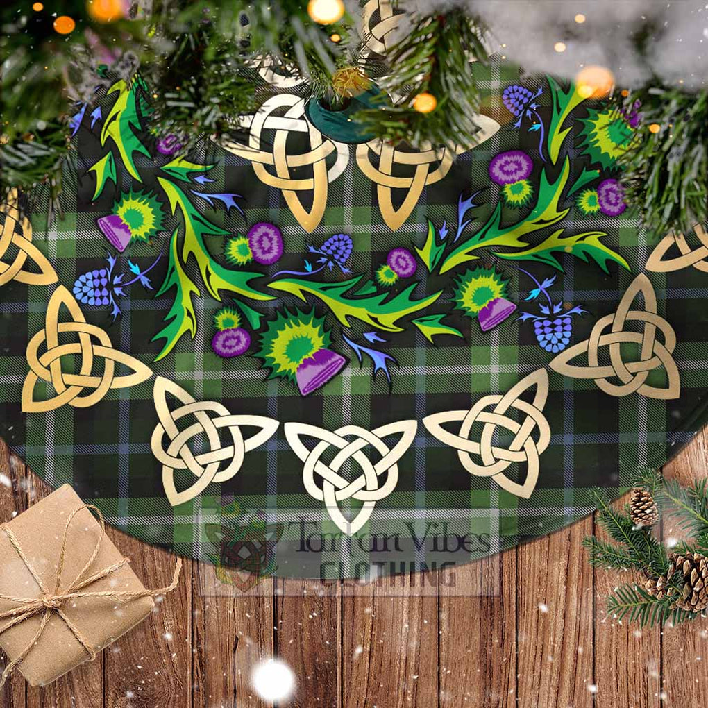 Tartan Vibes Clothing Rodger Tartan Christmas Tree Skirt with Thistle Celtic Knot Style