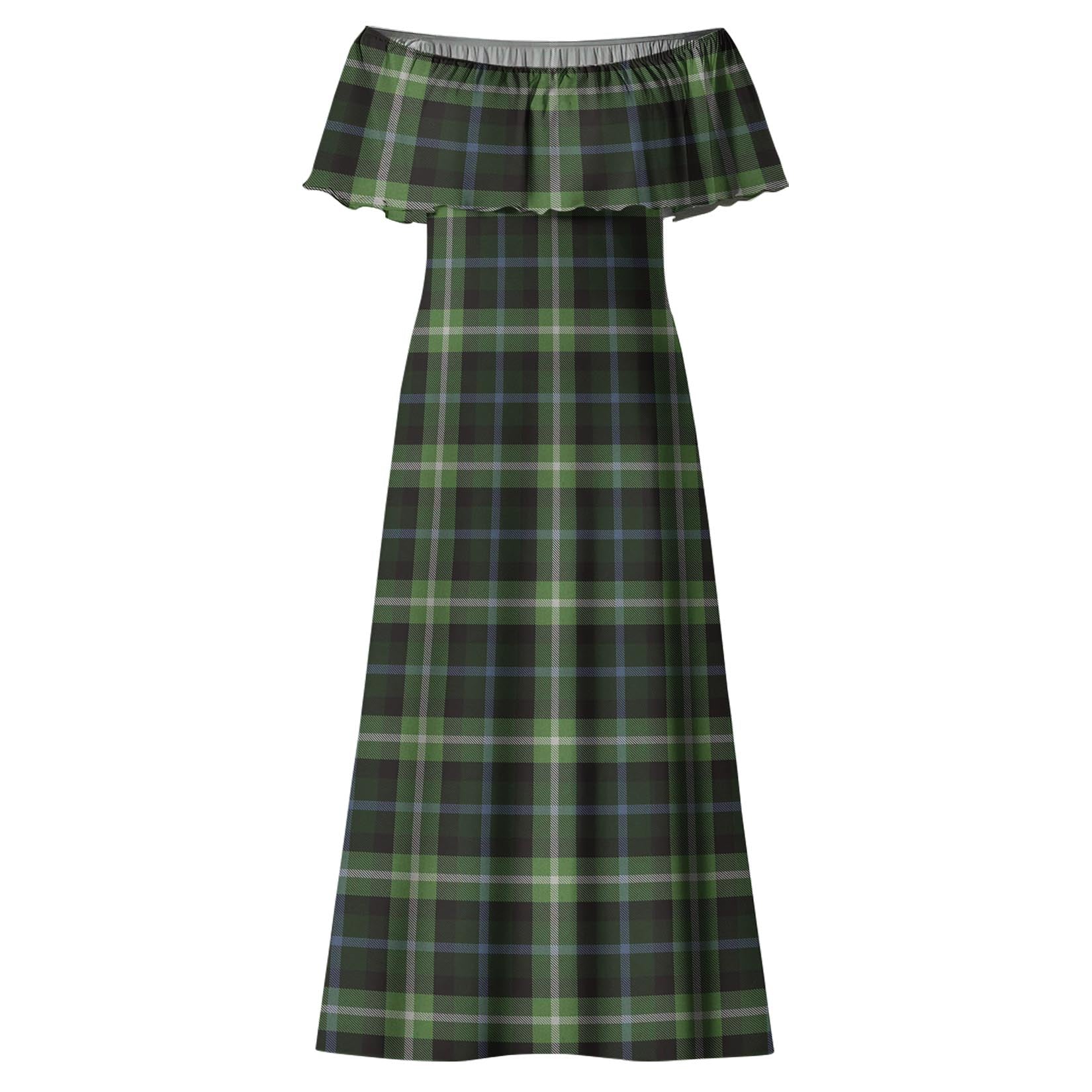 Rodger Tartan Off Shoulder Long Dress - Tartan Vibes Clothing