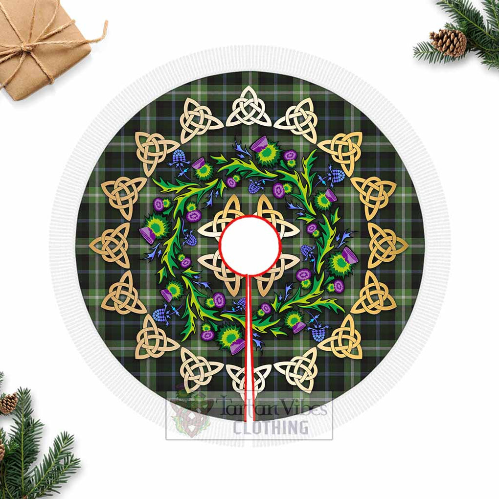 Tartan Vibes Clothing Rodger Tartan Christmas Tree Skirt with Thistle Celtic Knot Style