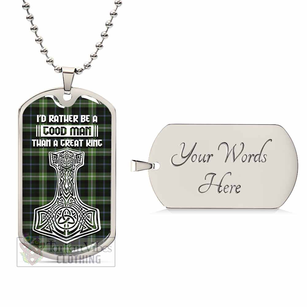 Rodger Tartan Dog Tag Necklace Viking Mjolnir Style Silver Yes - Tartan Vibes Clothing