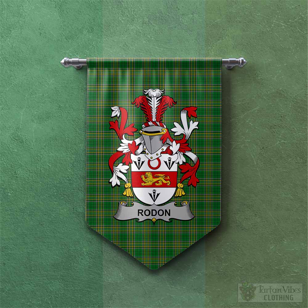 Tartan Vibes Clothing Rodon Irish Clan Tartan Gonfalon, Tartan Banner with Coat of Arms