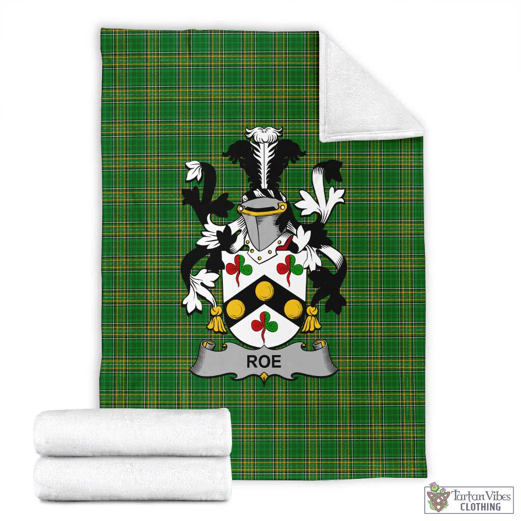 Tartan Vibes Clothing Roe Irish Clan Tartan Blanket with Coat of Arms